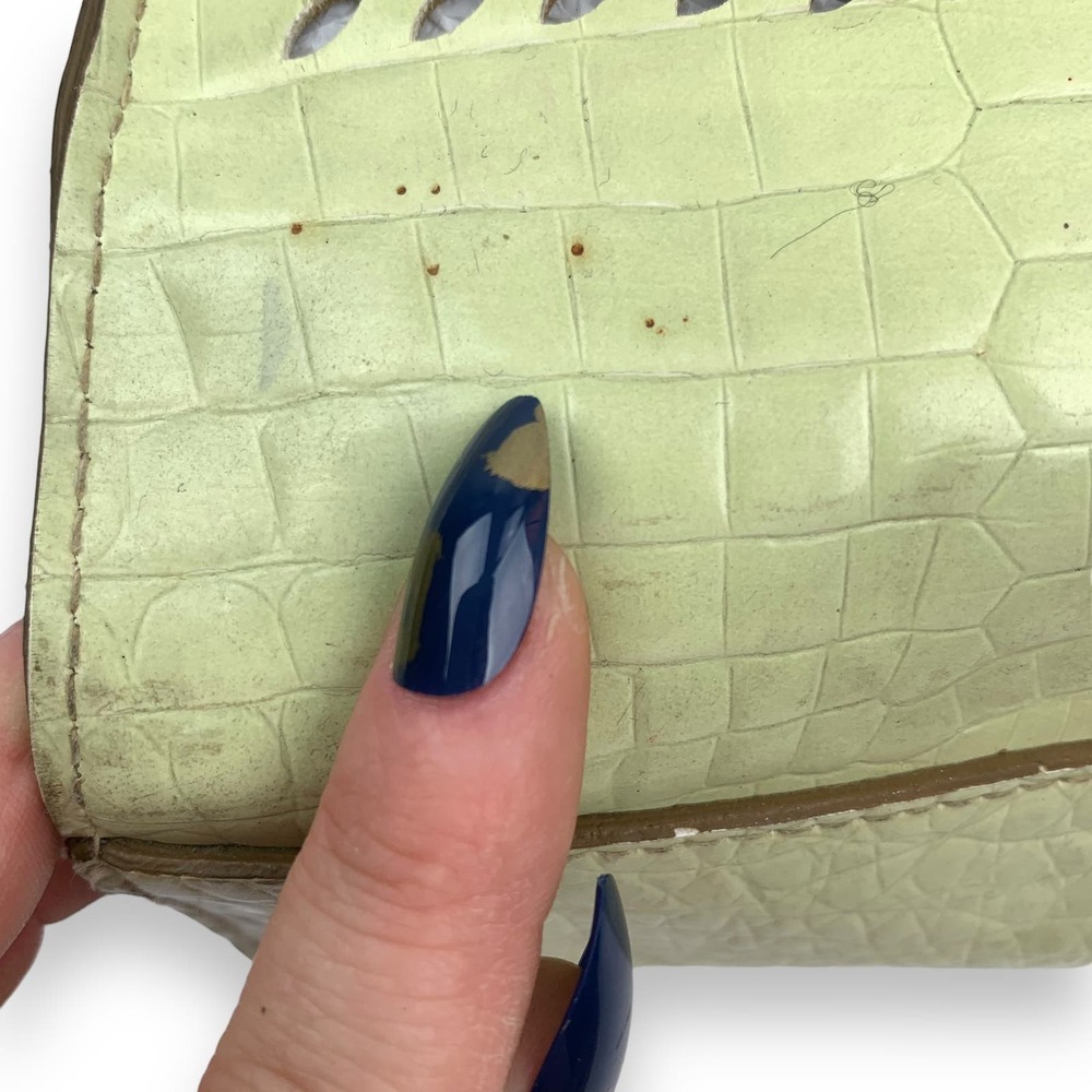 90's designer MONDANI NEW YORK green crocodile leather backpack / shoulder bag - Picture 10 of 15